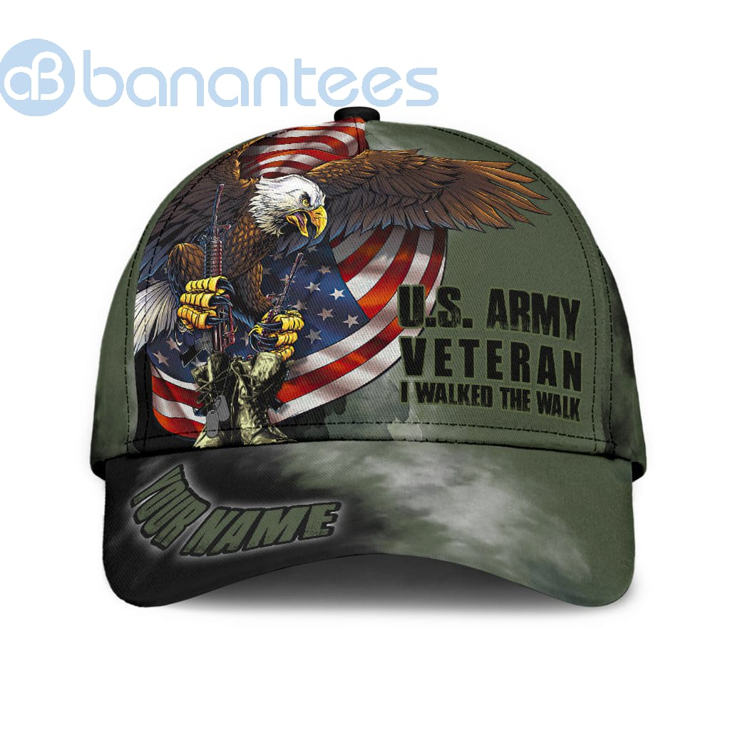 Us Army Veteran American Flag Eagle Personalized Name All Over Printed 3D Cap