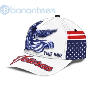 Us Army Veteran American Flag Eagle Personalized Name White All Over Printed 3D Cap Product Photo