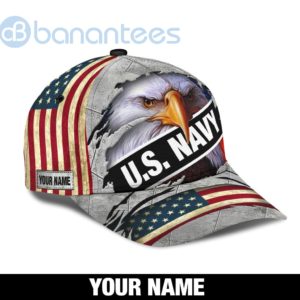 Us Navy Hat Custom Name Eagle Scratched Vintage Veteran Cap Product Photo