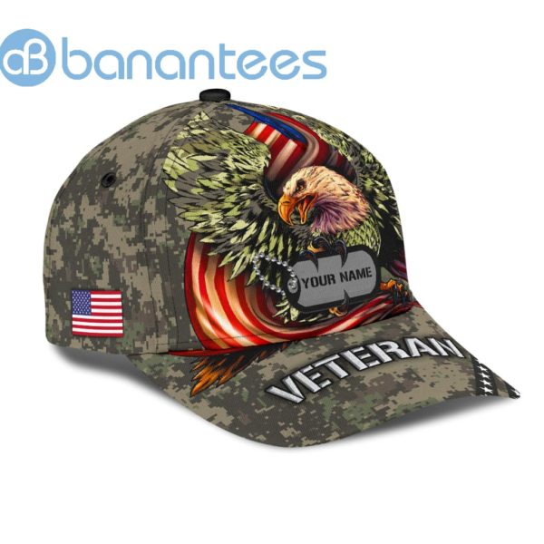 Us Veteran American Flag Eagle Personalized Name All Over Printed 3D Cap Product Photo