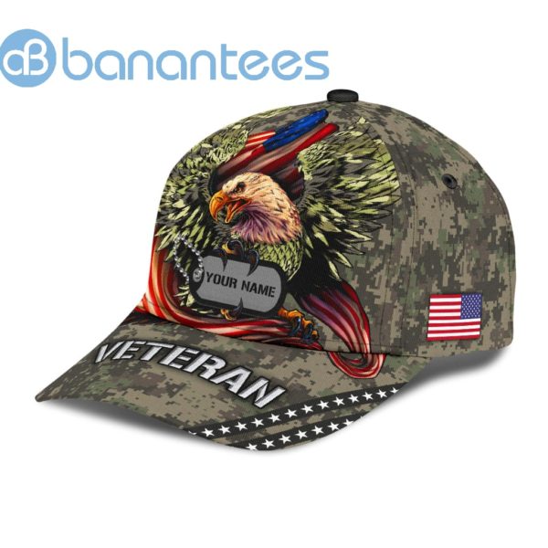 Us Veteran American Flag Eagle Personalized Name All Over Printed 3D Cap Product Photo