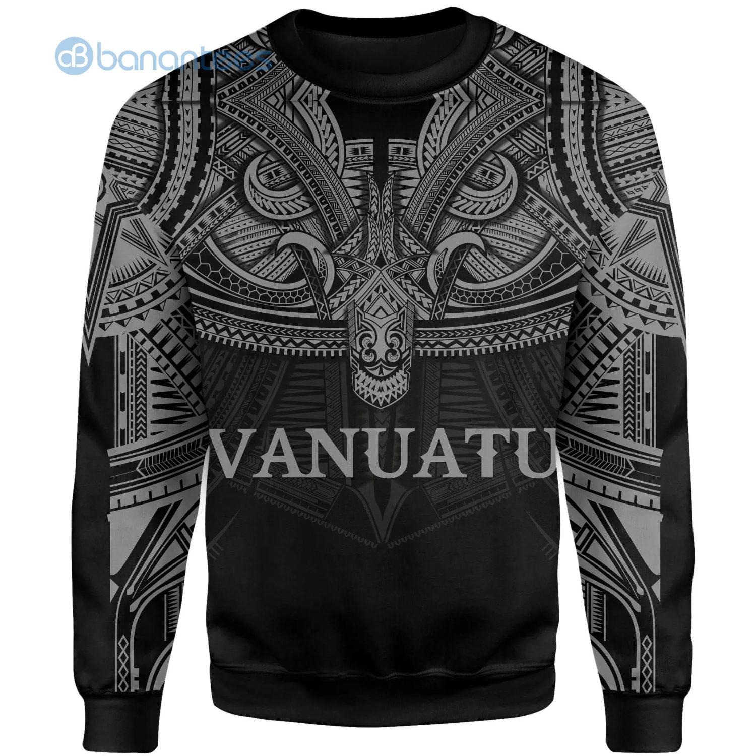 Vanuatu Polynesian Pattern Grey And Black All Over Printed 3D Sweatshirt