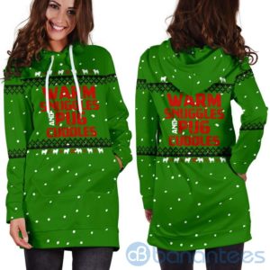 Warm Snuggles Pug Cuddles Hoodie Dress For Women Product Photo