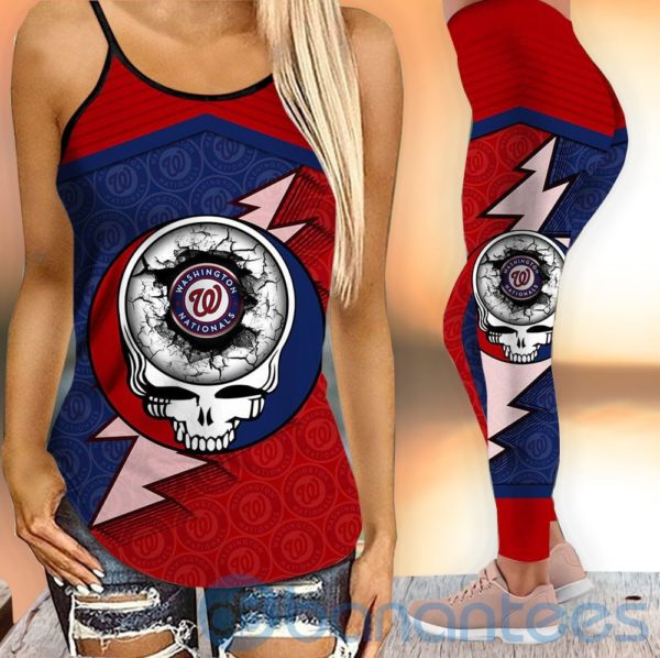 Washington Nationals Leggings And Criss Cross Tank Top For Women Product Photo