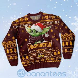 Washington Redskins Cute Baby Yoda Grogu Ugly Christmas 3D Sweater Product Photo