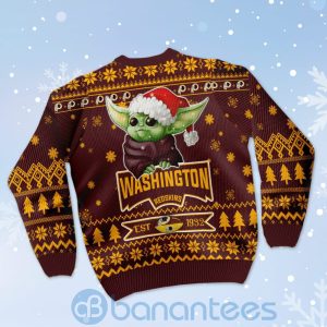 Washington Redskins Cute Baby Yoda Grogu Ugly Christmas 3D Sweater Product Photo