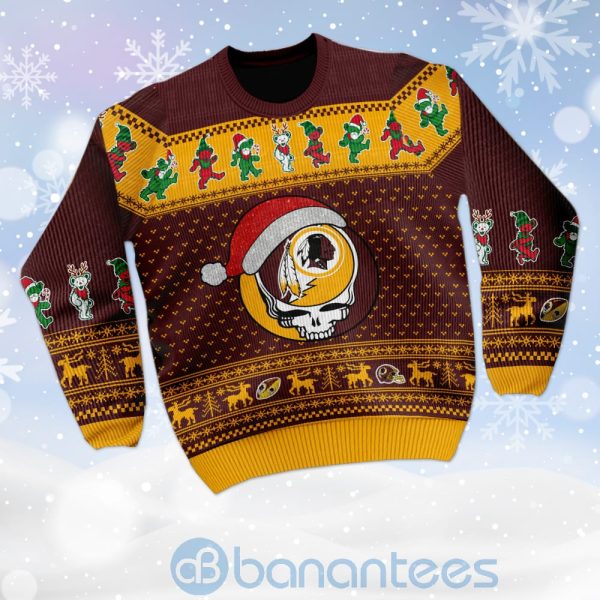 Washington Redskins Grateful Dead SKull And Bears Custom Name Ugly Christmas 3D Sweater Product Photo