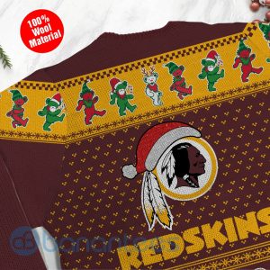 Washington Redskins Grateful Dead SKull And Bears Custom Name Ugly Christmas 3D Sweater Product Photo