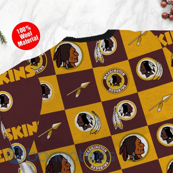 Washington Redskins Logo Checkered Flannel Design Ugly Christmas 3D Sweater Product Photo
