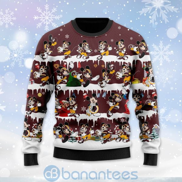 Washington Redskins Mickey American Football Ugly Christmas 3D Sweater Product Photo