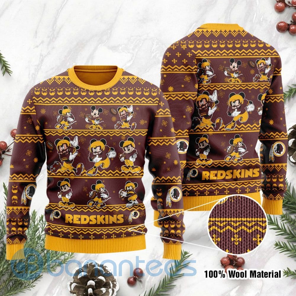 Washington Redskins Mickey Mouse Ugly Christmas 3D Sweater