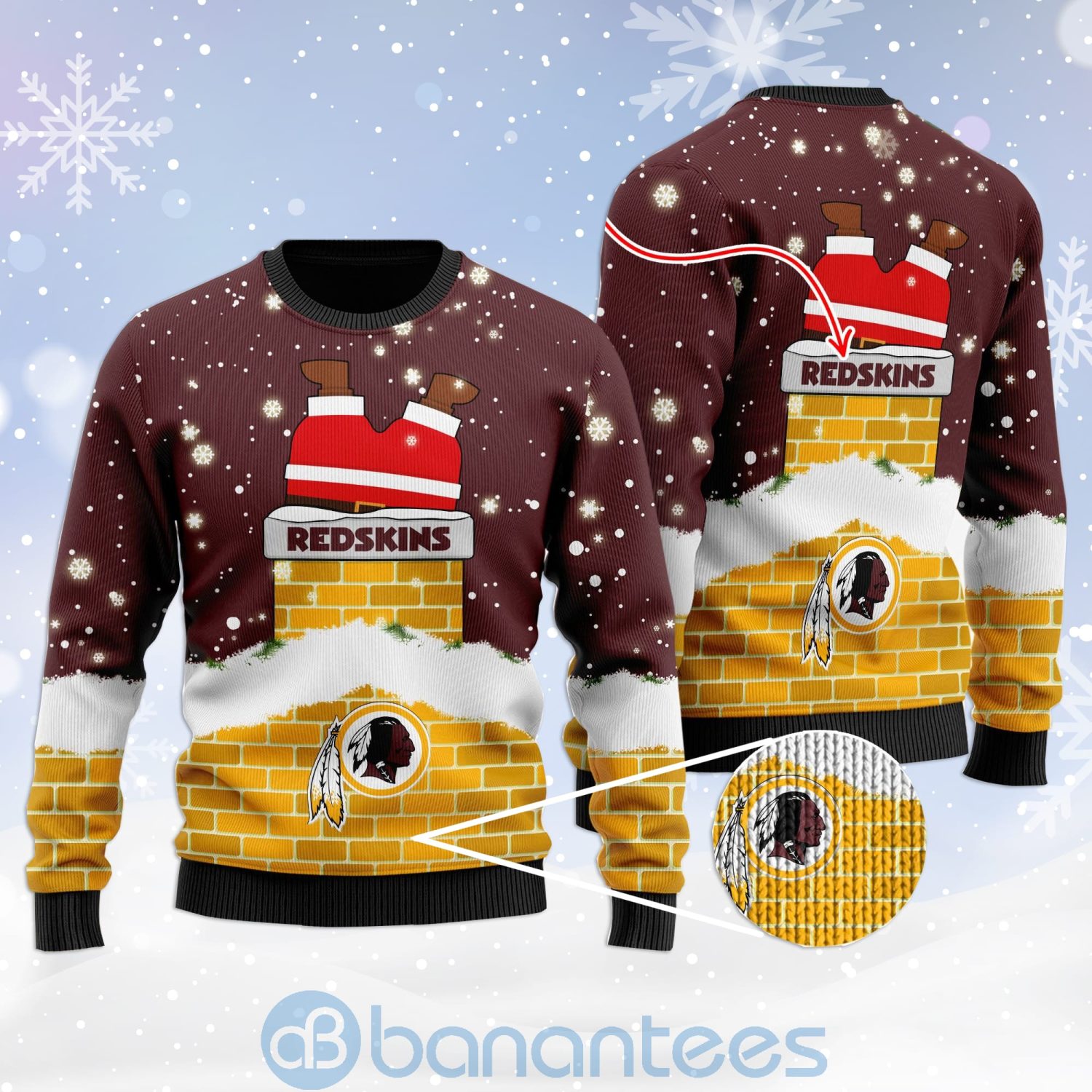 Washington Redskins Santa Claus Custom Name Personalized 3D Ugly Christmas 3D Sweater