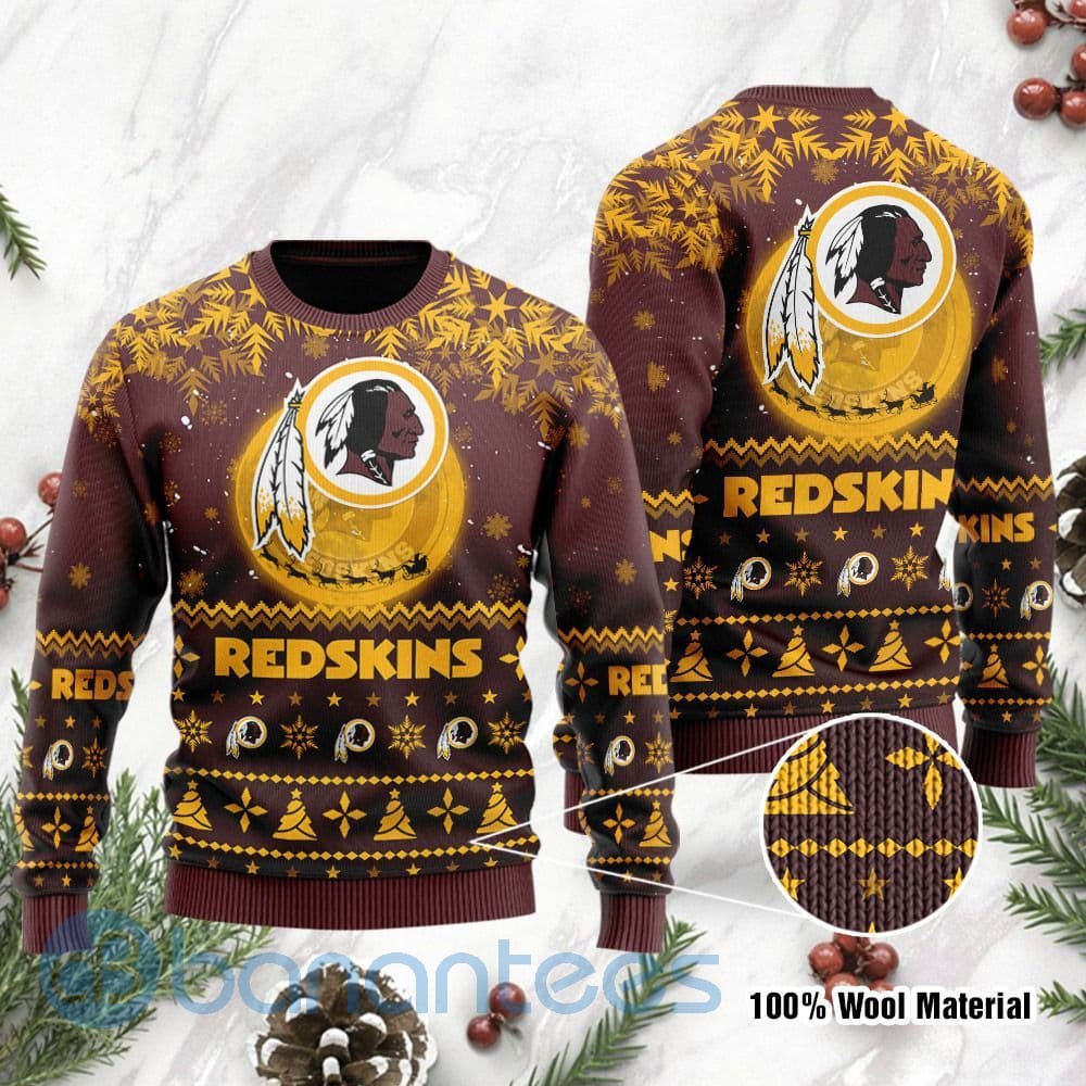 Washington Redskins Santa Claus In The Moon Ugly Christmas 3D Sweater