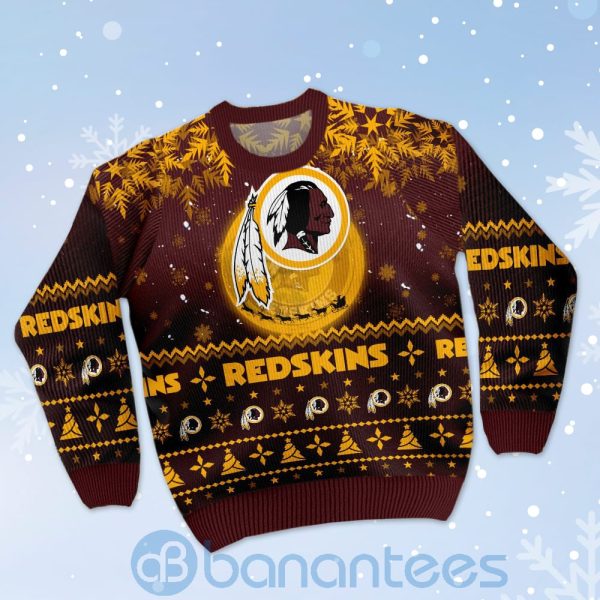 Washington Redskins Santa Claus In The Moon Ugly Christmas 3D Sweater Product Photo