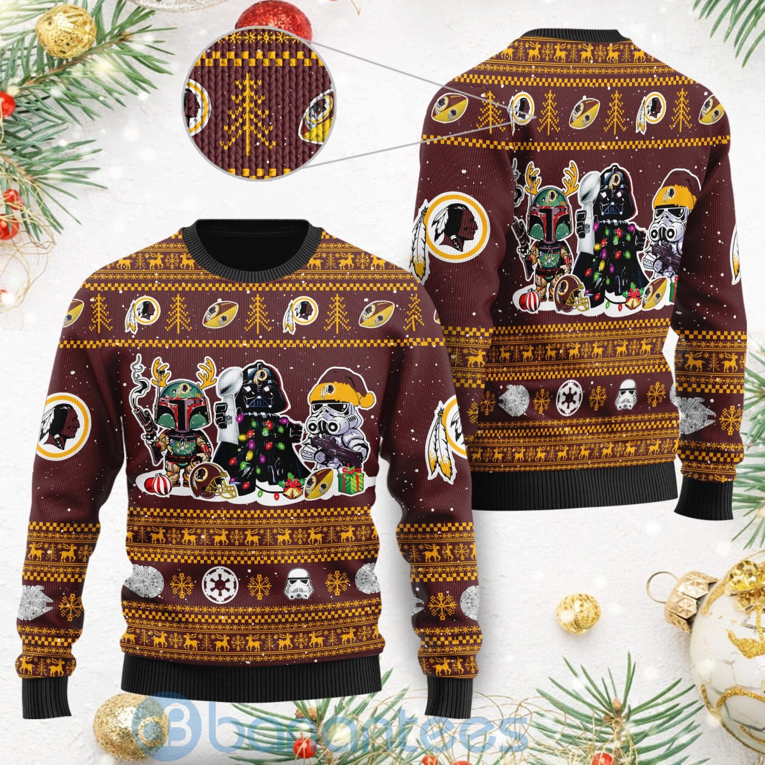 Washington Redskins Star Wars Ugly Christmas 3D Sweater