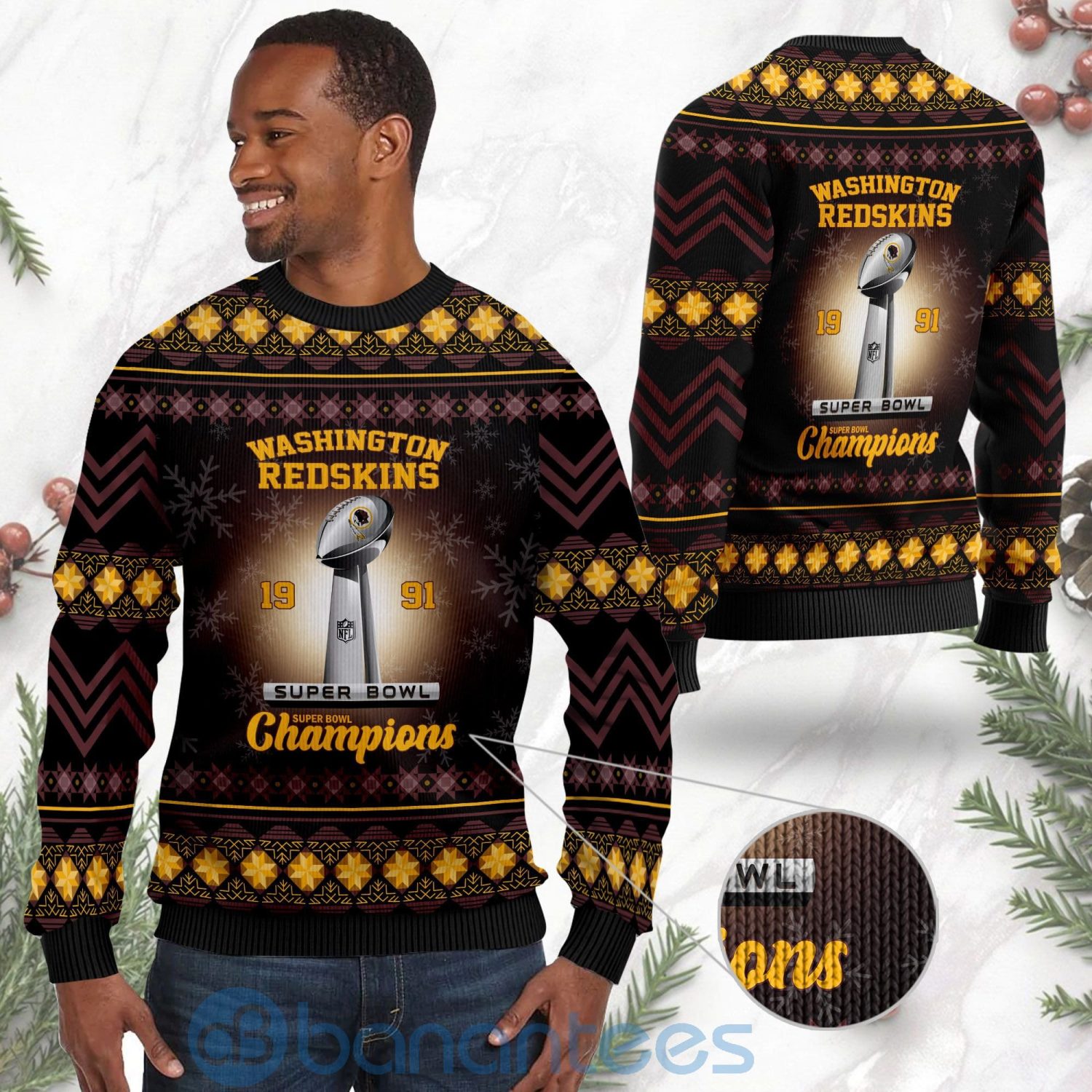 Washington Redskins Super Bowl Champions Cup Ugly Christmas 3D Sweater