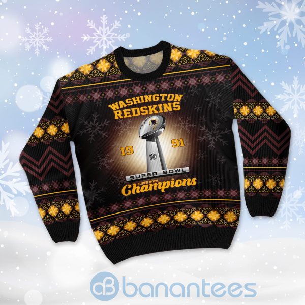 Washington Redskins Super Bowl Champions Cup Ugly Christmas 3D Sweater Product Photo