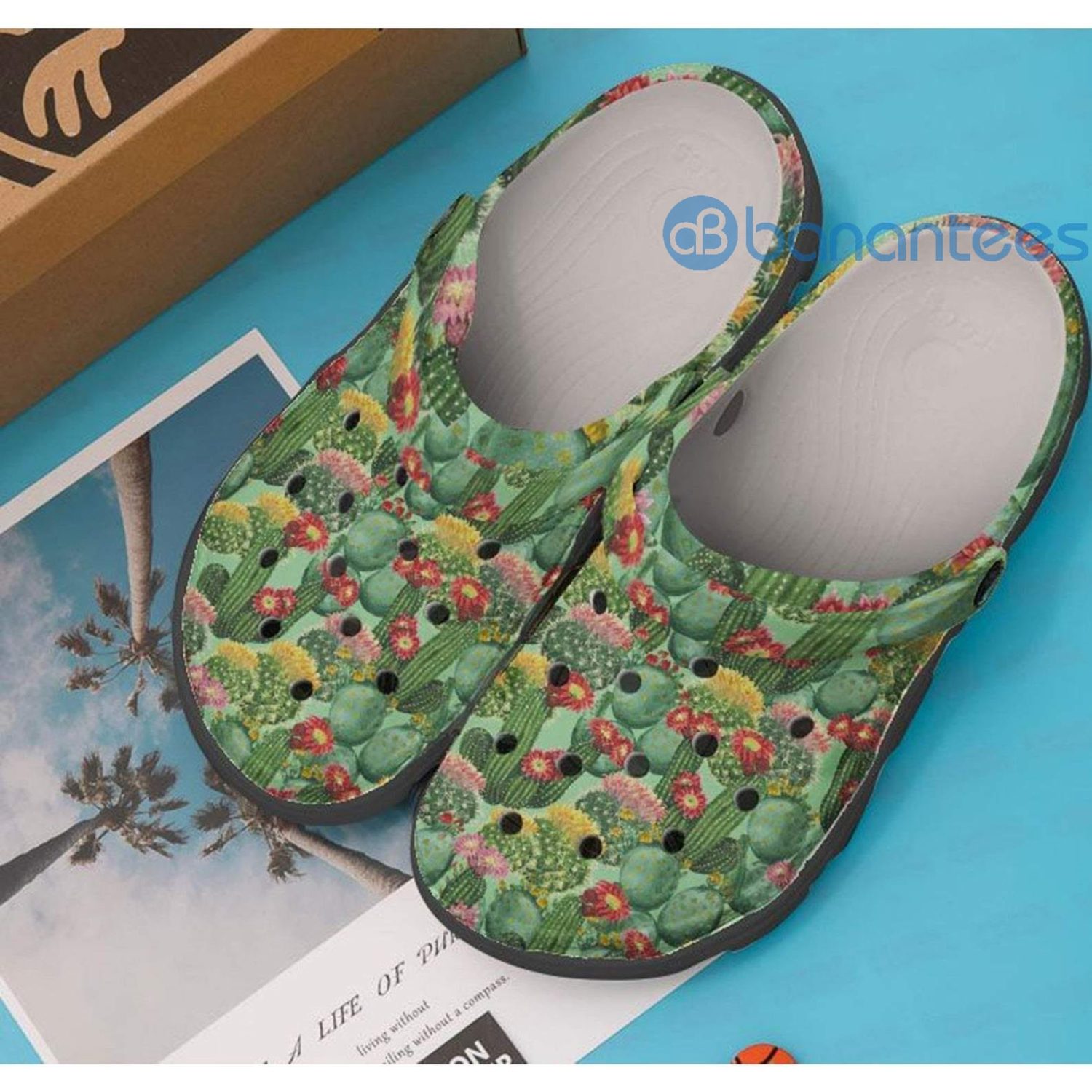 Watercolor Cactus Clog Shoes For Men And Women