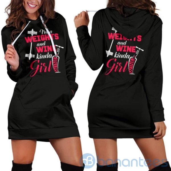 Weights and Wine Kinda Girl Hoodie Dress For Women Product Photo
