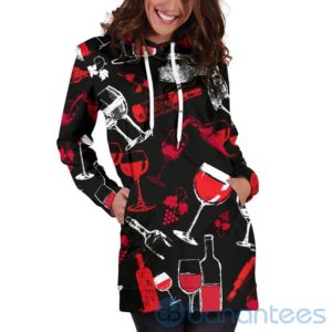 Wine Grunge Wine Party Hoodie Dress For Women Product Photo
