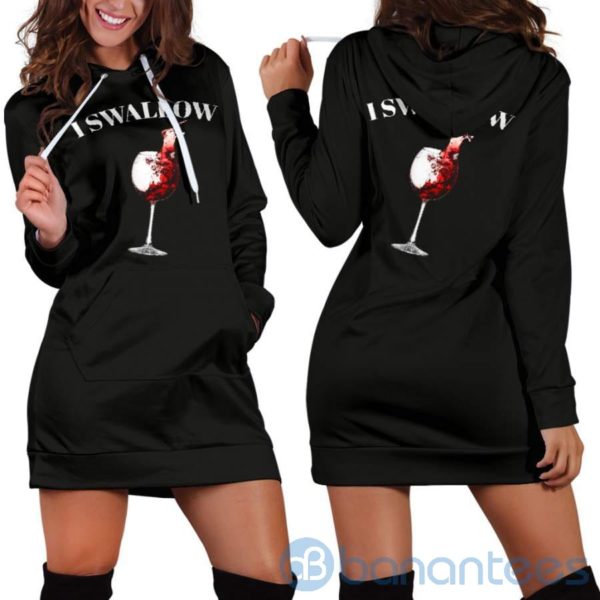 Wine I Swallow Hoodie Dress For Women Product Photo