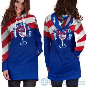 Winey American Flag Girl Hoodie Dress For Women Product Photo