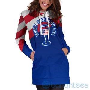 Winey American Flag Girl Hoodie Dress For Women Product Photo