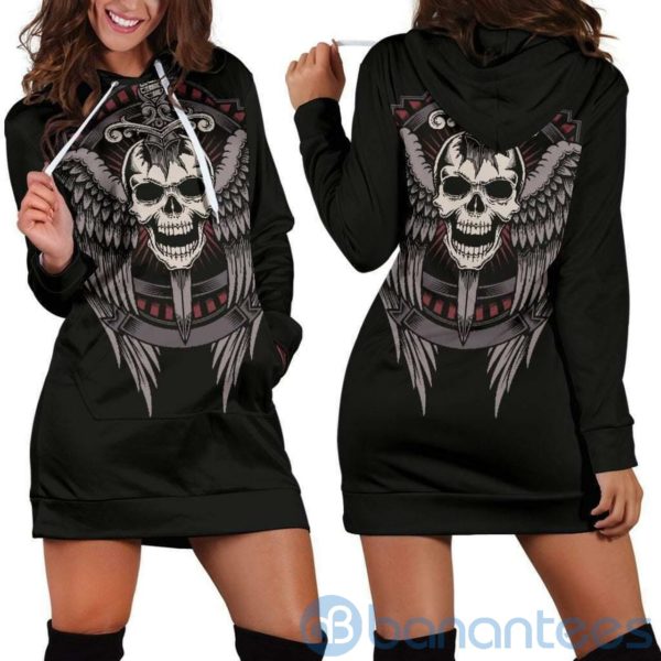 Winged Skull Hoodie Dress For Women Product Photo