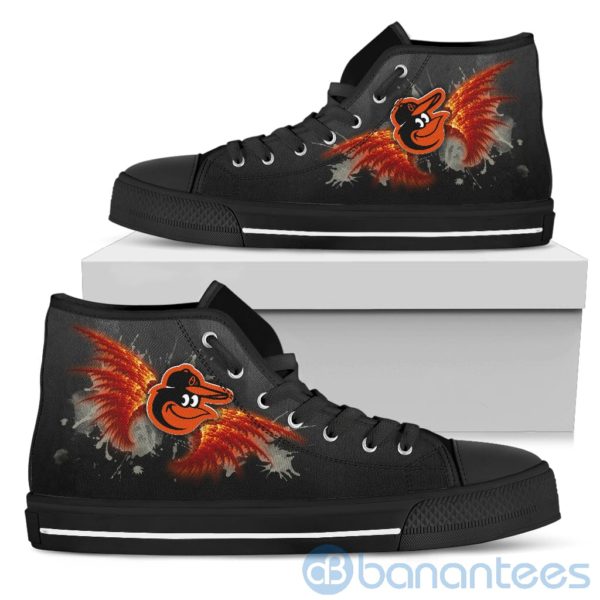 Wings Pattern And Logo Of Baltimore Orioles High Top Shoes Product Photo