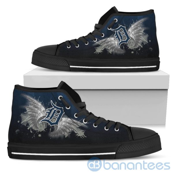 Wings Pattern And Logo Of Detroit Tigers High Top Shoes Product Photo