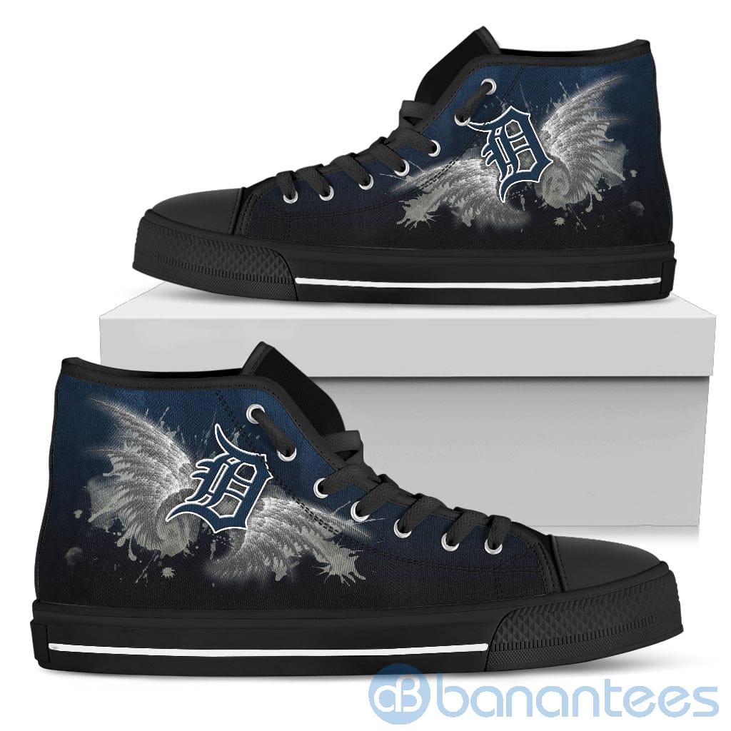 Wings Pattern And Logo Of Detroit Tigers High Top Shoes