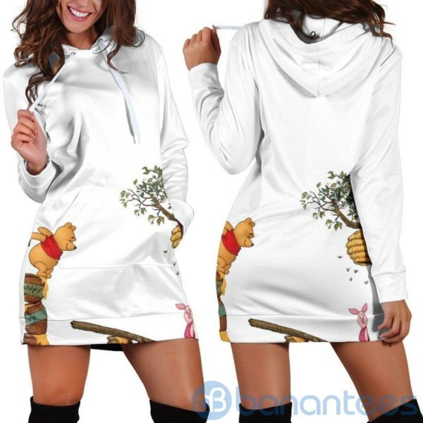 Winnie The Pooh White Hoodie Dress For Women Product Photo