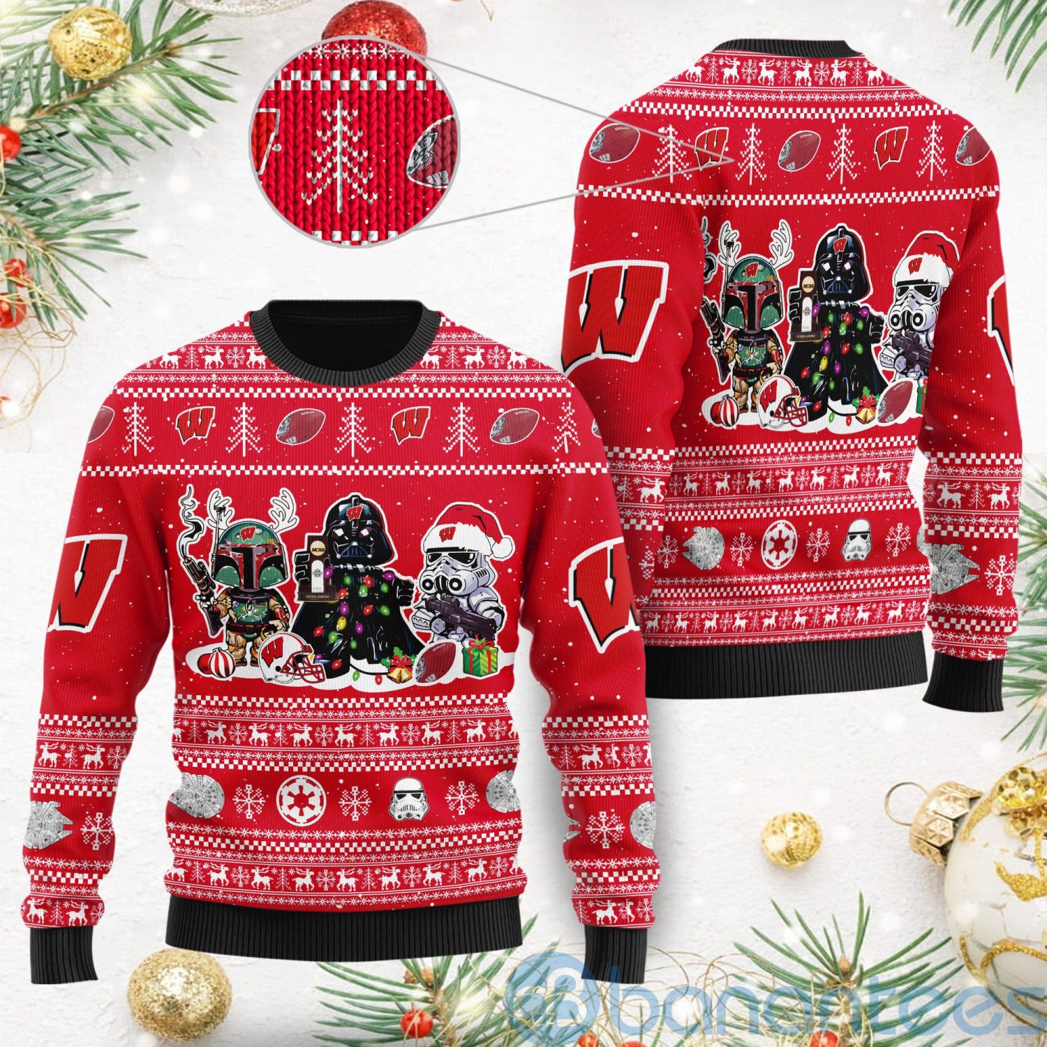 Wisconsin Badgers Star Wars Ugly Christmas 3D Sweater