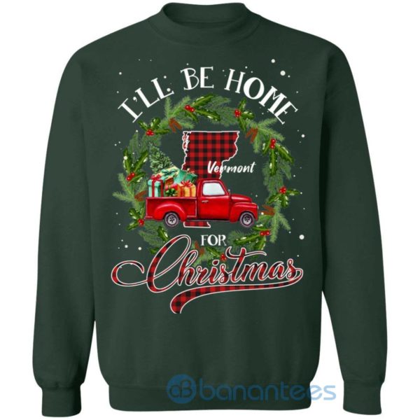 Xmas Sweater I'll Be Home For Christmas Vermont Red Truck Sweatshirt Product Photo