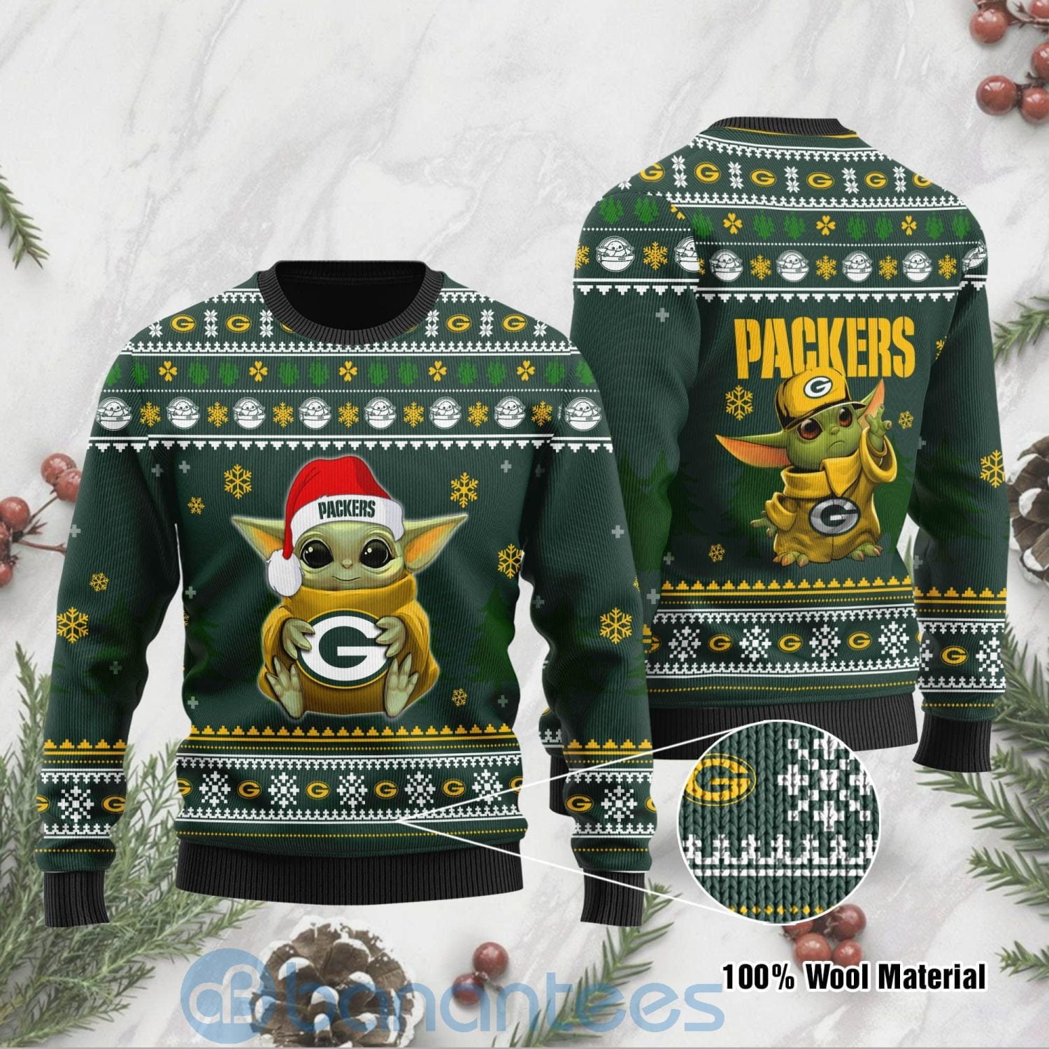 Yoda Baby Love Green Bay Packers Ugly Christmas 3D Sweater