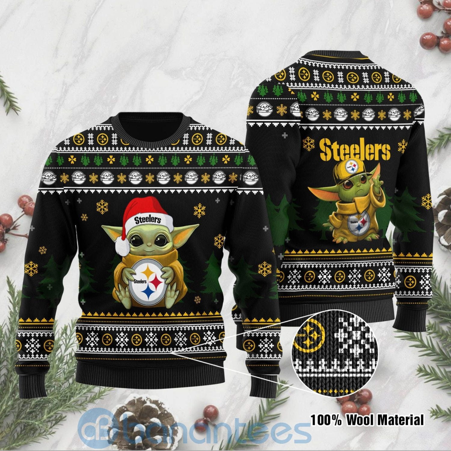 Yoda Baby Love Pittsburgh Steelers Ugly Christmas 3D Sweater