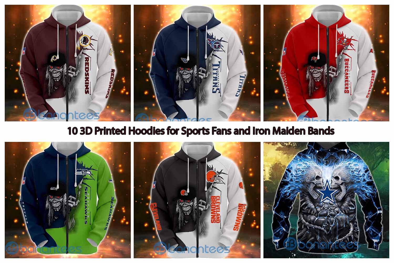 10 3D Printed Hoodies for Sports Fans and Iron Maiden Bands