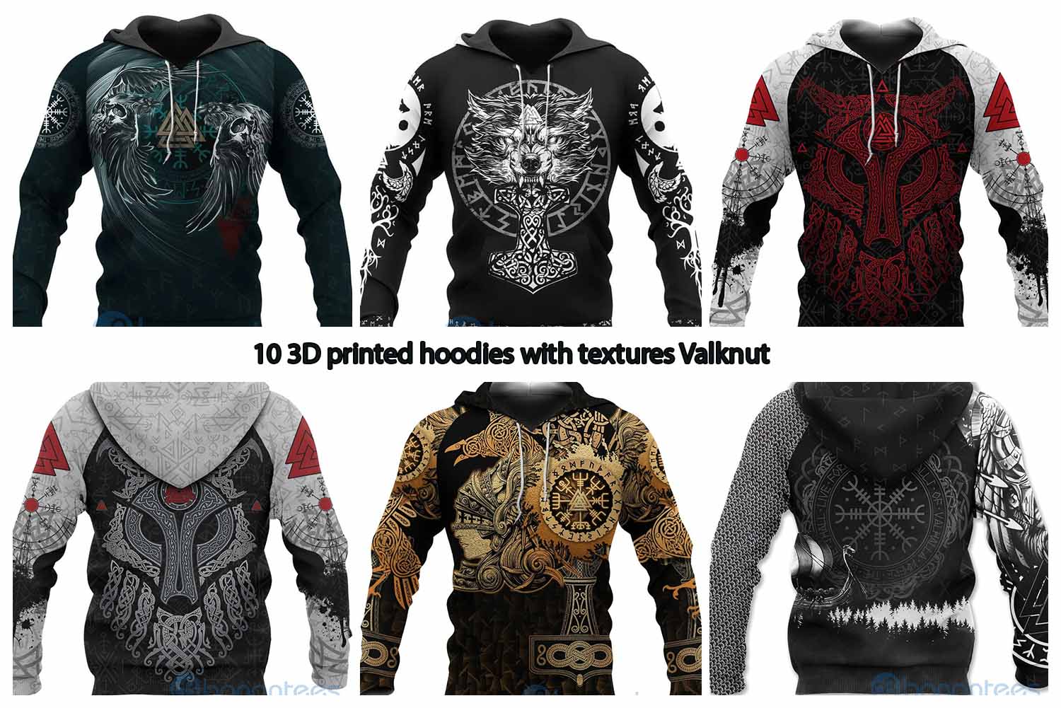 10 3D printed hoodies with textures Valknut