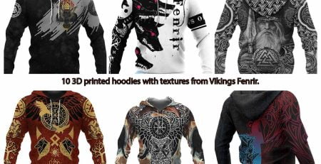 10 3D printed hoodies with textures from Vikings Fenrir