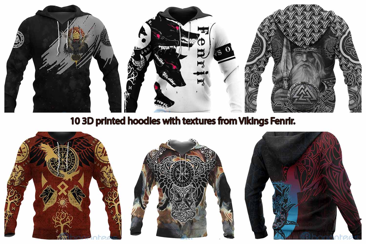 10 3D printed hoodies with textures from Vikings Fenrir