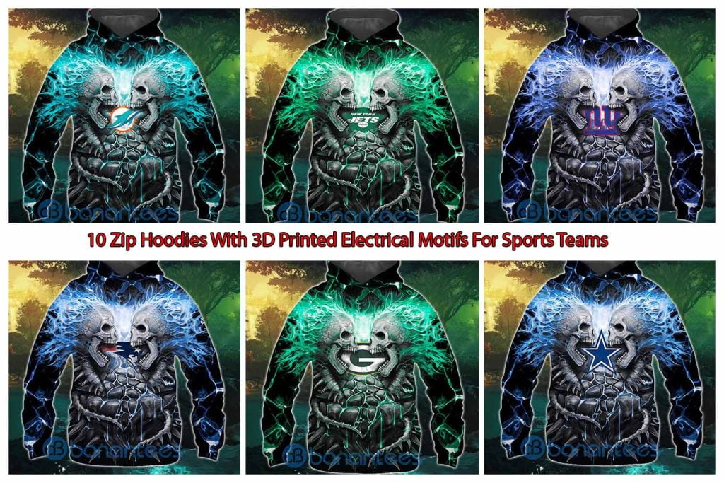 10 Zip Hoodies With 3D Printed Electrical Motifs For Sports Teams