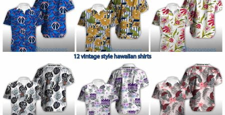 12 vintage style hawaiian shirts