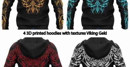 4 3D printed hoodies with textures Viking Geki