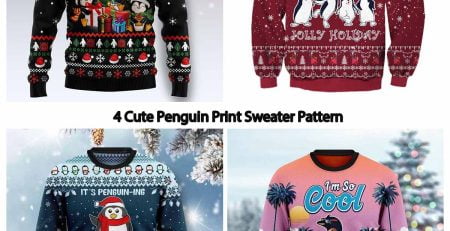 4 Cute Penguin Print Sweater Pattern