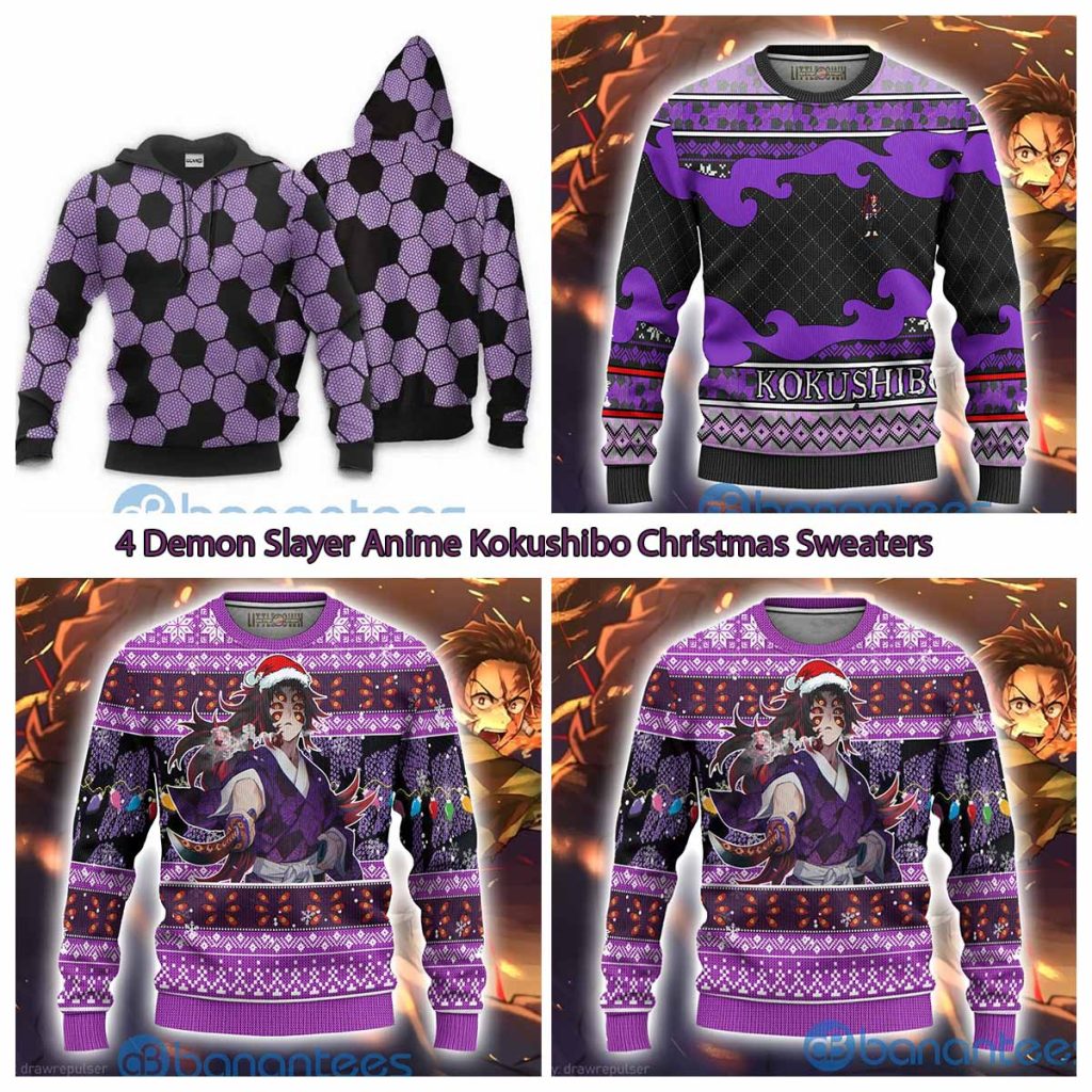 4 Demon Slayer Anime Kokushibo Christmas Sweaters