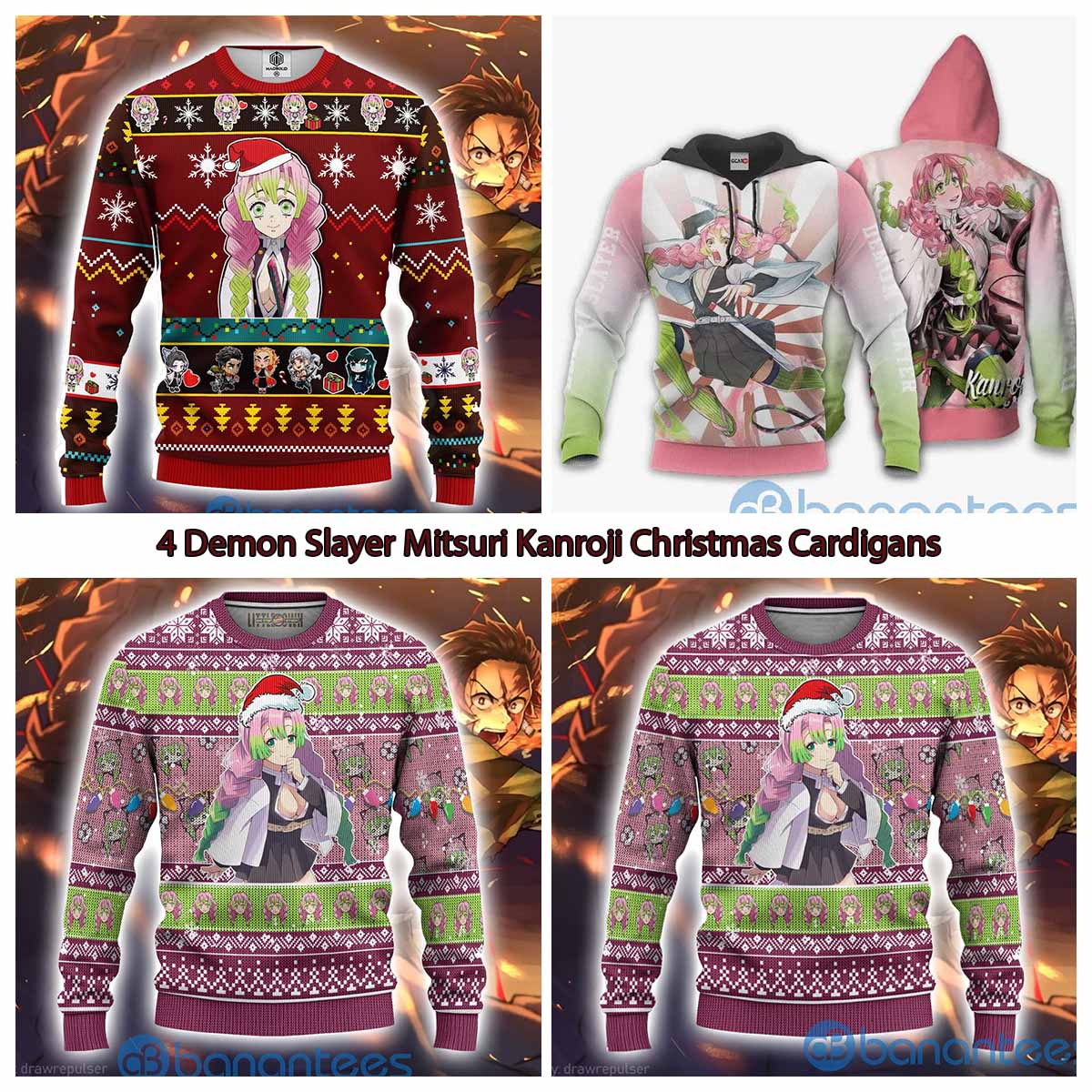 4 Demon Slayer Mitsuri Kanroji Christmas Cardigans