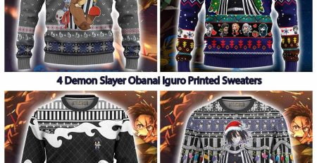4 Demon Slayer Obanai Iguro Printed Sweaters