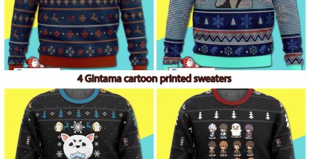 4 Gintama cartoon printed sweaters