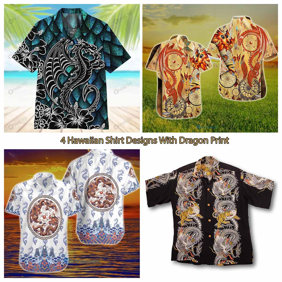 4 Hawaiian Shirt Designs With Dragon Print