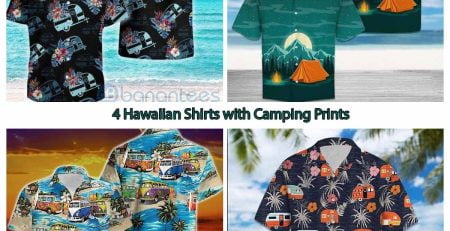 4 Hawaiian Shirts with Camping Prints